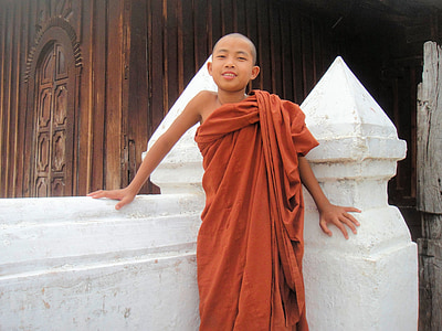 Monk, Myanmar, religion, buddhismen, Burma, barn, Pojke
