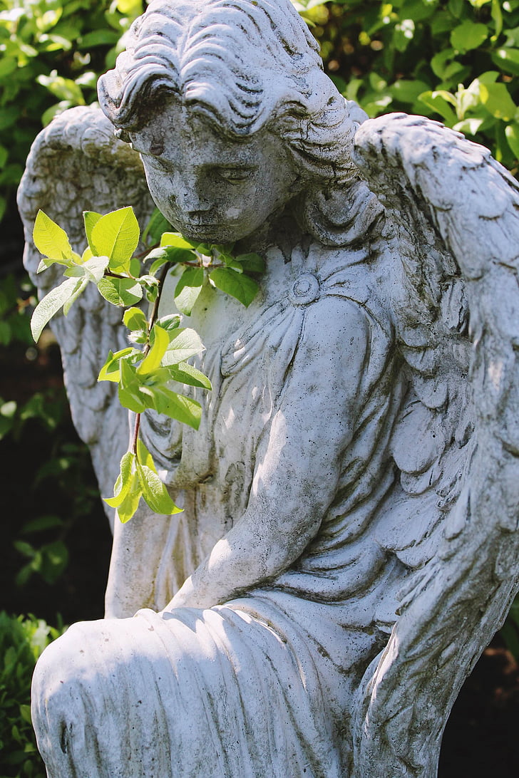 angel, statue, nature, cemetery, grave, mourning, death