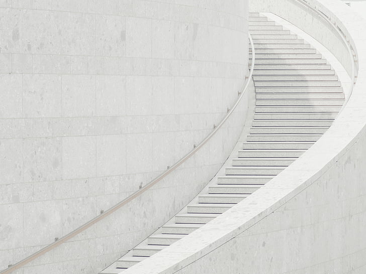architecture, white, building, infrastructure, concrete, stairs