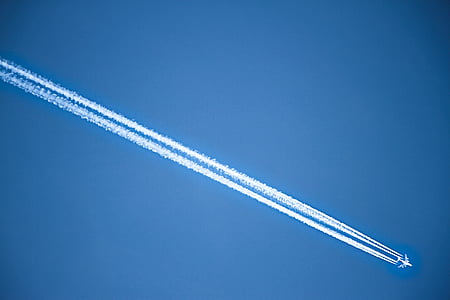 aeronave, albastru, cer, peisaj, fum, vacanta, pace