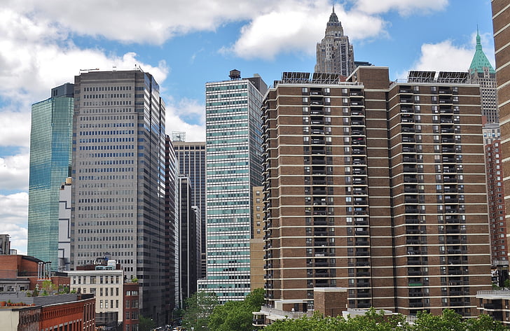 Manhattan, Brooklyn, New york, architecture, Centre ville, vue, gratte-ciel