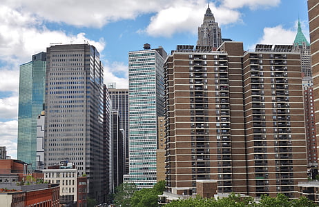 Manhattan, Brooklyn, nueva york, arquitectura, Centro de la ciudad, Ver, rascacielos