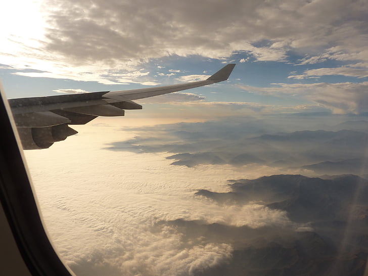 repülőgép, szárny, az Outlook, utazás, repülőgép, repülő, légi jármű