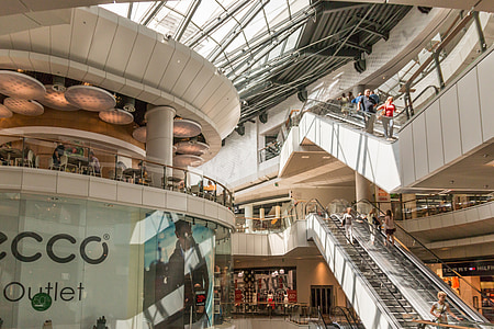 escadas, centro comercial, loja, fazer compras, Kielce, coroa, Polônia