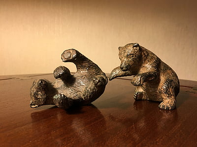 plástico del animal doméstico, bronce, oso de, figuras, decoración