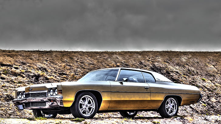 chevrolet, impala, 1972, car, hdr, veteran, classic