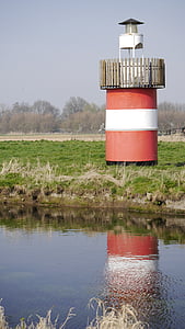 Lighthouse, röd, Vacker, Roma tabell, Niers, vatten