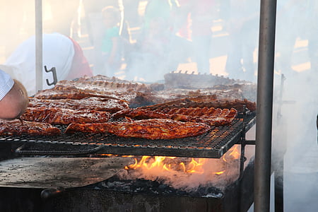 sparerips, grill, bbq, barbecue, peeling ribs, meat, pork