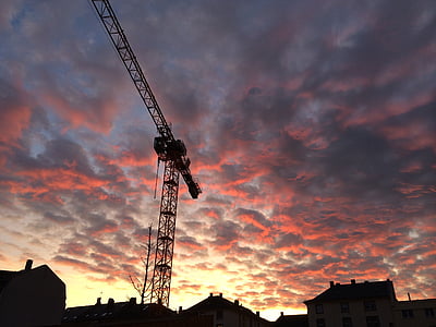 Sky, crane Molnstaden, arkitektur, Crane, motljus, dramatisk himmel, moln