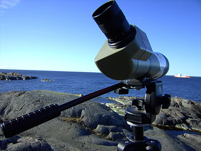 sea, ocean, water, sky, clouds, telescope, binoculars