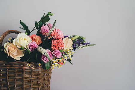 cesta, flor, flor, buquê, decoração, Flora, flores