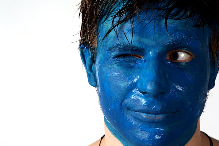 Farbe, Farbe, Porträt, Person, Blau, Face-painting, Junge