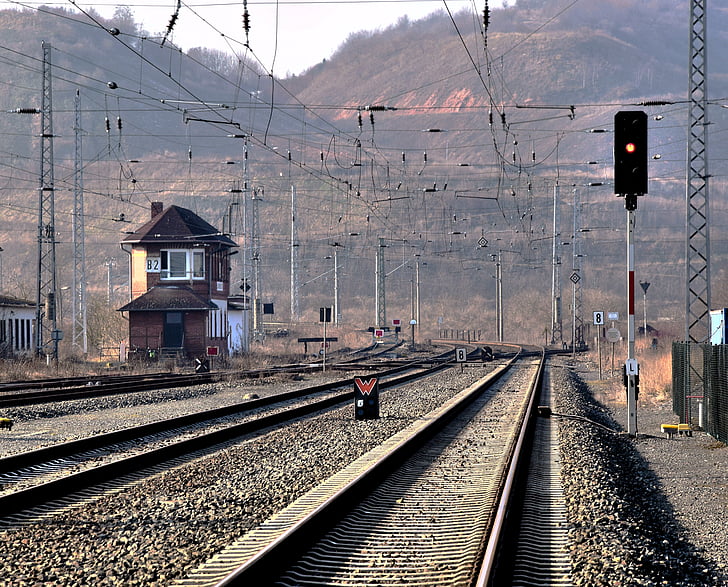 railway system, morning light, catenary, railroad track, transportation, rail transportation, day