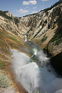 lower yellowstone falls, waterfall, national park, wyoming, usa, landscape, outdoors