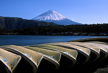 Гора Фудзі, човни, озеро, краєвид, на відкритому повітрі, мальовничі, Японія