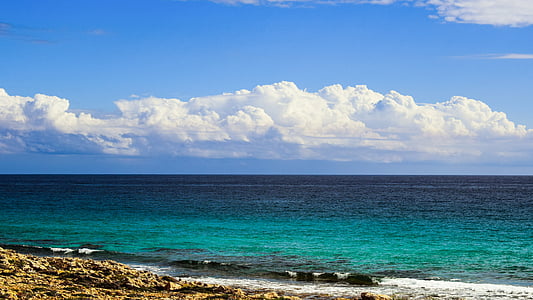 sea, sky, clouds, horizon, nature, wave, coast