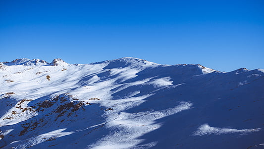 white, snow, covered, mountain, top, blue, sky