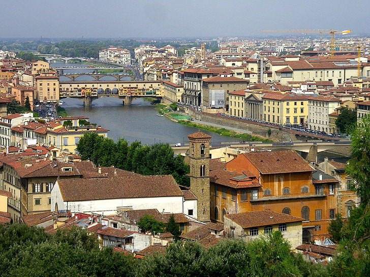 Florencia, Ponte vecchia, Toscana, puentes, Arno