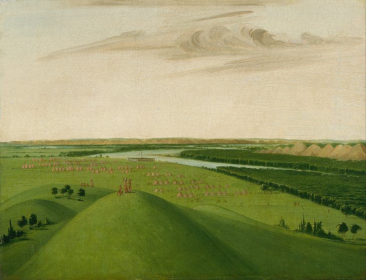 George catlin, pittura, olio su tela, artistico, natura, di fuori, cielo