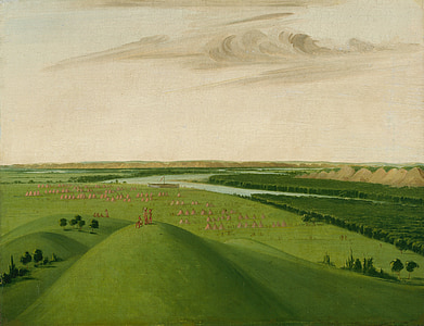 George catlin, pintura, óleo sobre lienzo, artística, naturaleza, fuera de, cielo