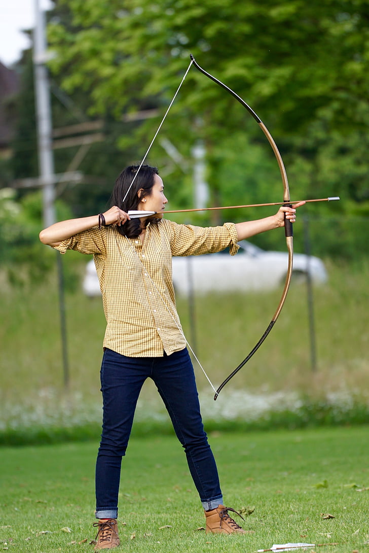archery, bow and arrow, objectives, arch, woman, concentration, arrow