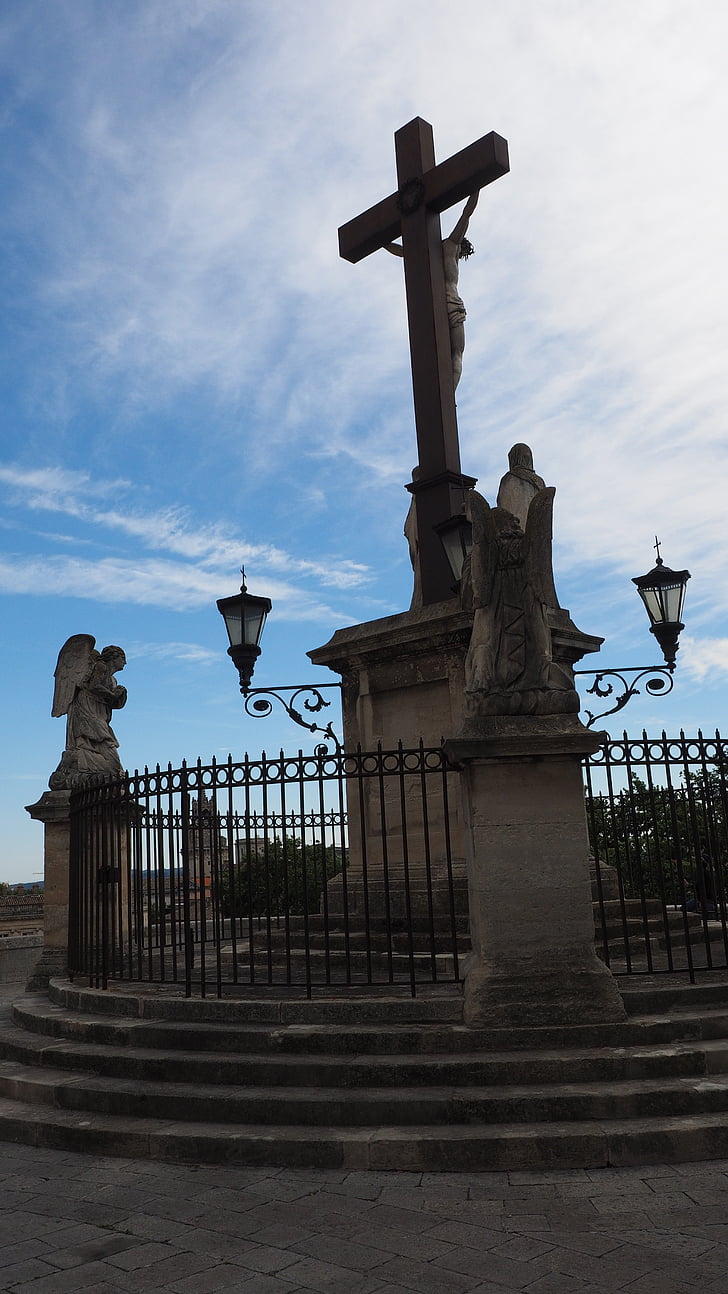 Cruz, Jesus, Catedral de avignon, Avignon, Monumento, montée do canyon, céu
