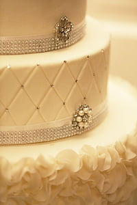 cake, decoration, wedding-cake, white, fancy, jewelry, wedding