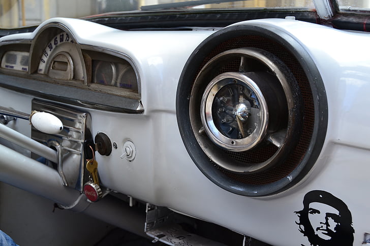Havana, Cuba, thuở xưa, tự động, xe, Pontiac, bảng điều khiển