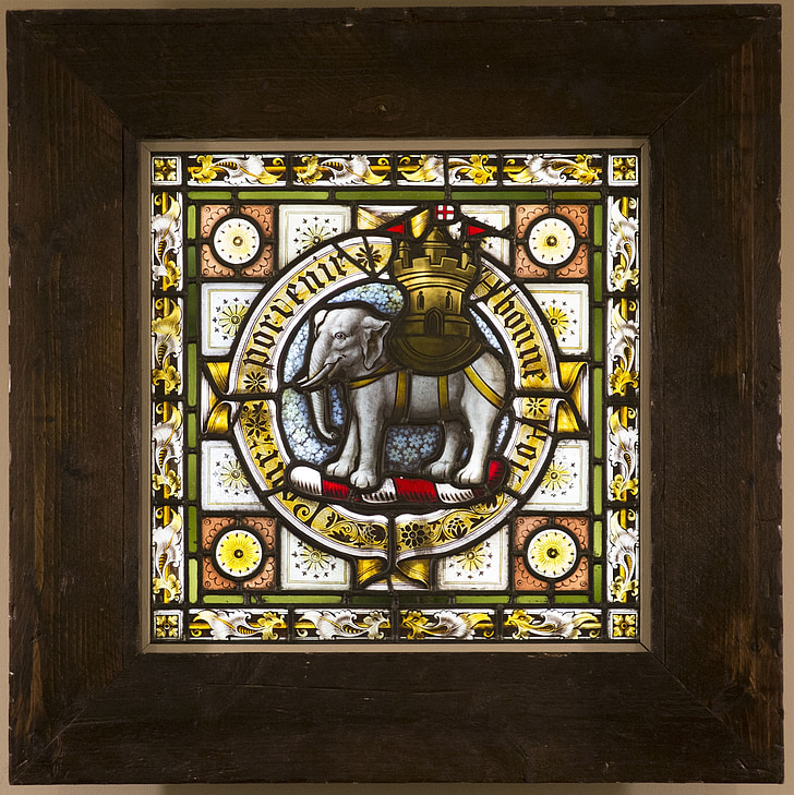 stained glass windows, salisbury, cathedral, elephant