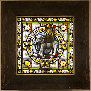 glassmalerier, Salisbury, katedralen, elefant