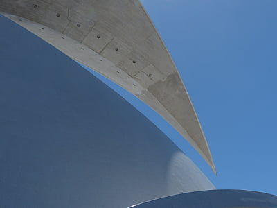 nagyszerű, tetőtéri, sarló alakú, muschelförmig, tető, Auditorio de tenerife, Tenerife előadóterem