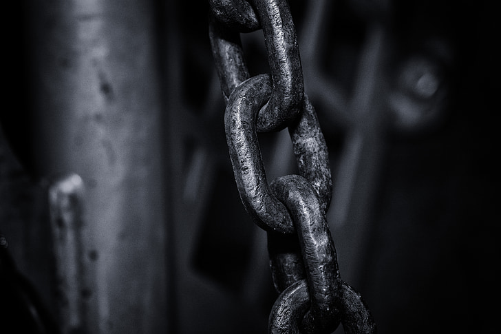 iron, iron chain, connection, chain, members, chain link, close