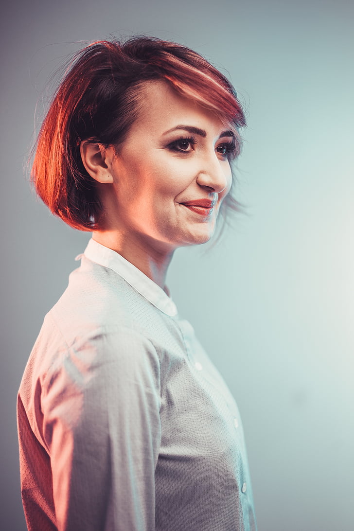 menina, beleza, Studio, sedutor, retrato, moda, sorriso