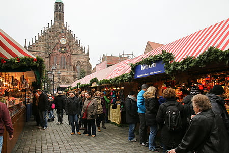 Ziemassvētku tirgus, christkindlesmarkt, Nuremberg, Ziemassvētki, Ziemassvētku buden