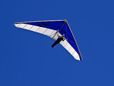 冒险, 蓝色, 飞行, 滑翔机, 滑翔, 悬挂滑翔, 人