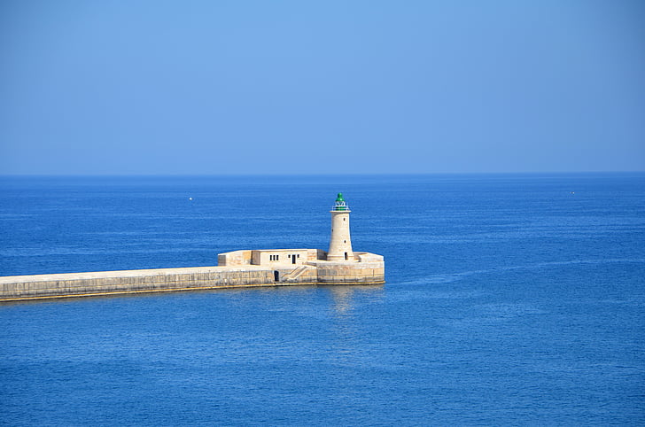 Malta, mercusuar, lentera, Pantai, pemandangan, air, Marinir