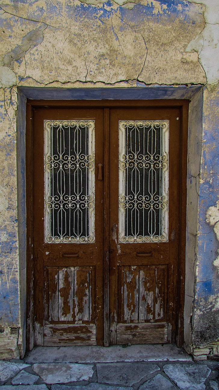 porta, velho, resistido, decadência, desgaste, de madeira, com idade
