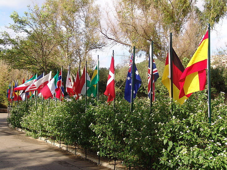 banderes, banderes de països, cop, Brier, Espanya, Canadà, Nova Zelanda