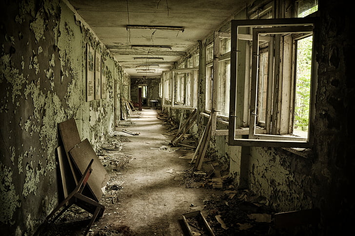 Pripyat, Chernobyl, abandonado, assustador, sujo, velho, escuro