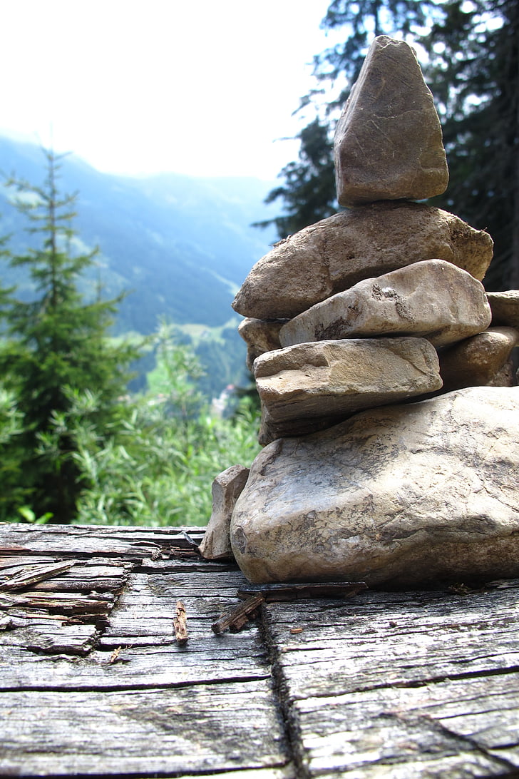batu, tumpukan, Austria, hutan, kayu, Cairn, alam