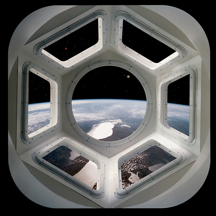 international space station, space station, cupola, view, space, perspective, science fiction