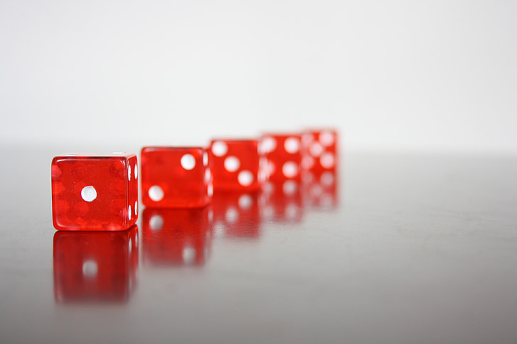 Cube, rot, spielen, zufällige, Glück, Poker-Spiel, Glücksspiel
