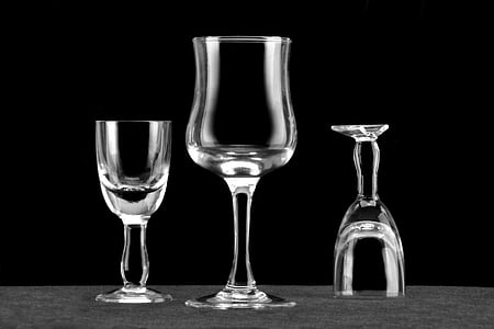 glass, black background, white stripes, goblet, red wine glass