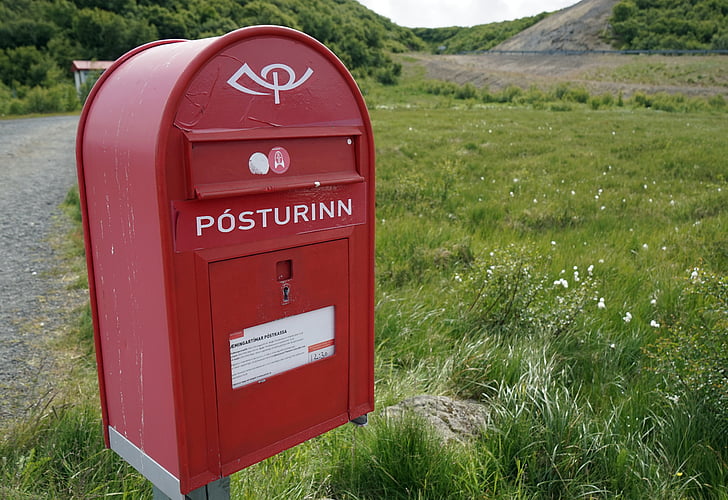 pašto dėžutės, pašto dėžutės, raudona, Islandija, pašto pašto dėžutę