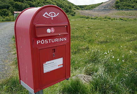 caixas de correio, caixa de correio, vermelho, Islândia, caixa de correio postal