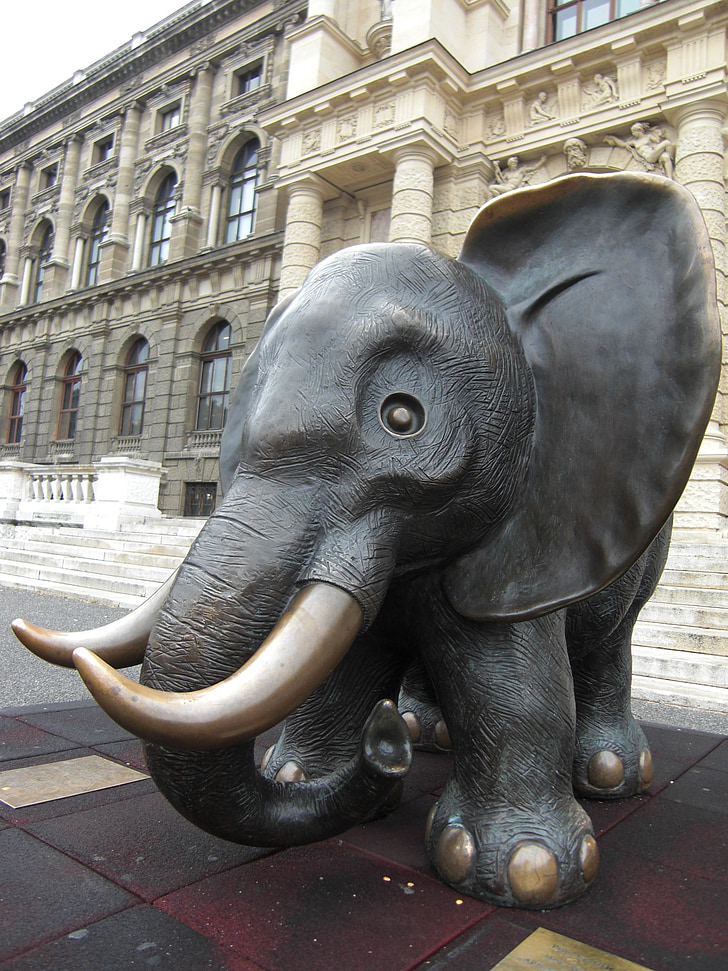 elefant, Viena, Àustria, Estàtua de bronze, figura, arquitectura, estàtua