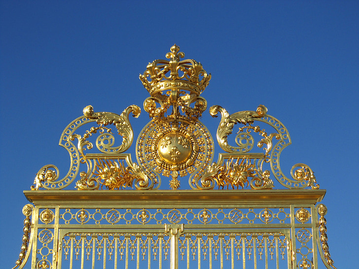 porta, d'or, arquitectura, atracció, turística, Versalles, rei sol