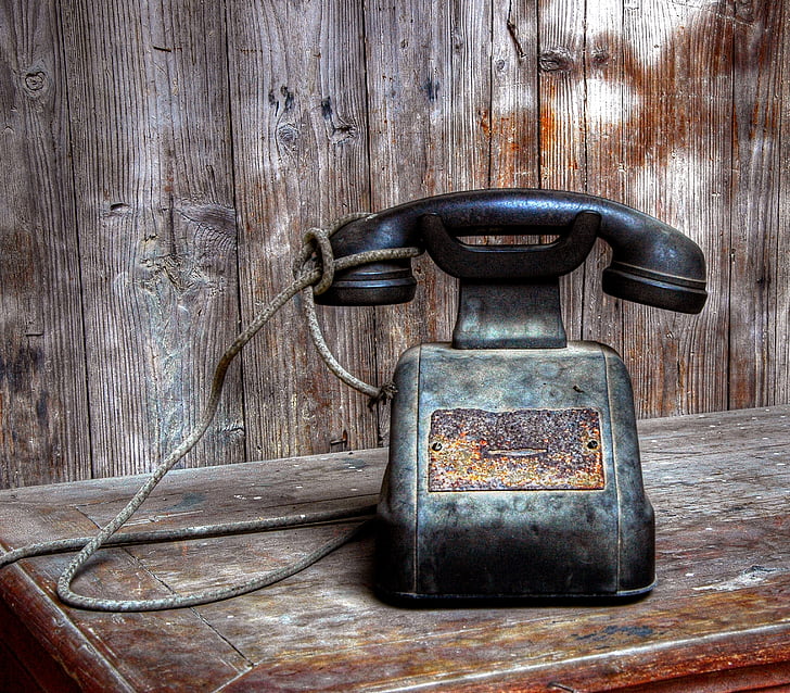 telefonas, senas, prietaisas, buvęs, komunikacijos, senamadiškas, mediena - medžiaga