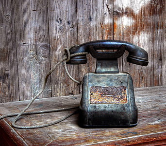 telèfon, vell, dispositiu, ex, comunicació, antiquat, fusta - material
