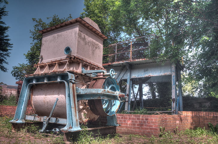Holywell, Bavlna mill, stroj, hrdzavé, kov, starý stroj, HDR